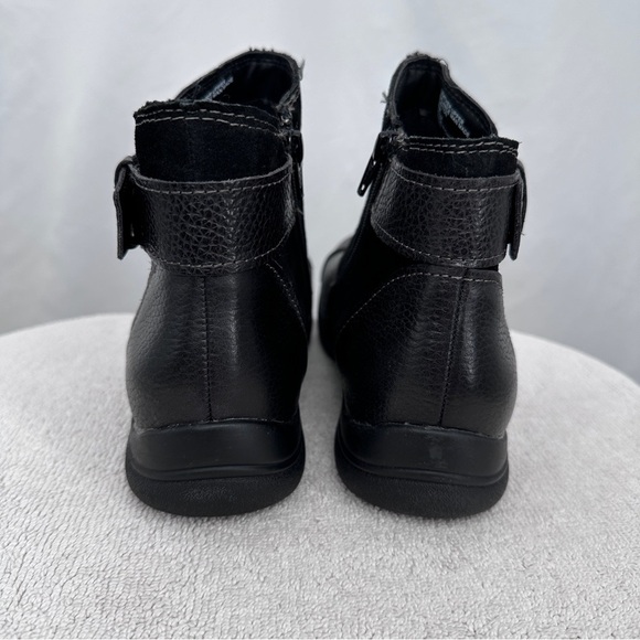 Earth Origins Dayton Leather Ankle Boots 8M Black Buckle Zip Closure NEW - Picture 4 of 11
